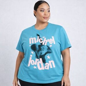 Nike Air Jordan Graphic T Shirt Womens 1X Teal Blue Crewneck Streetwear Urban